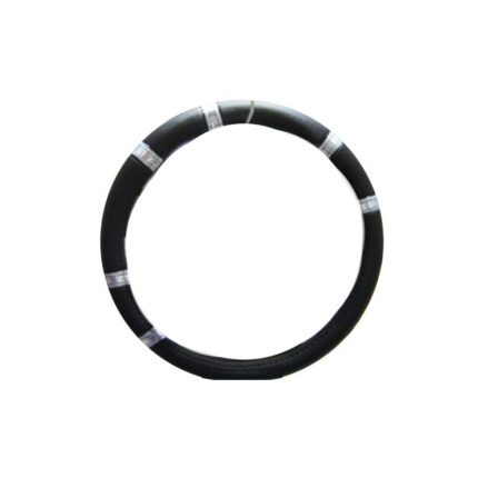 ACCESORIOS VARIOS CUBRE VOLANTE NEGRO C/ANILLOS PLATEADOS 38 CM